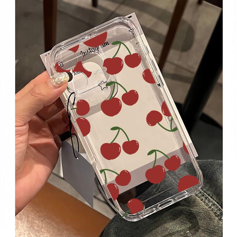 Korean Cute Bow Cherry Clear Case For Infinix Note 30 40 50 Hot 40 Pro 30 Play 30i 50 Smart 8 9 10 Tecno Spark 30C 10 20 Pro