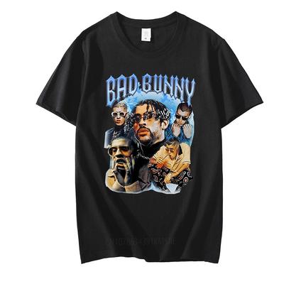 Bad Bunny Herren T-Shirts Sommer Kurzarm T-Shirts Baumwolle Große Größen Oversize T-Shirt Damen Herren Grafik T-Shirts