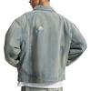 Adidas Originals Denim Jacket Valentines Day Edition Striped Collar Sports Casual Long Sleeve Denim Jacket Men jackets KT6363