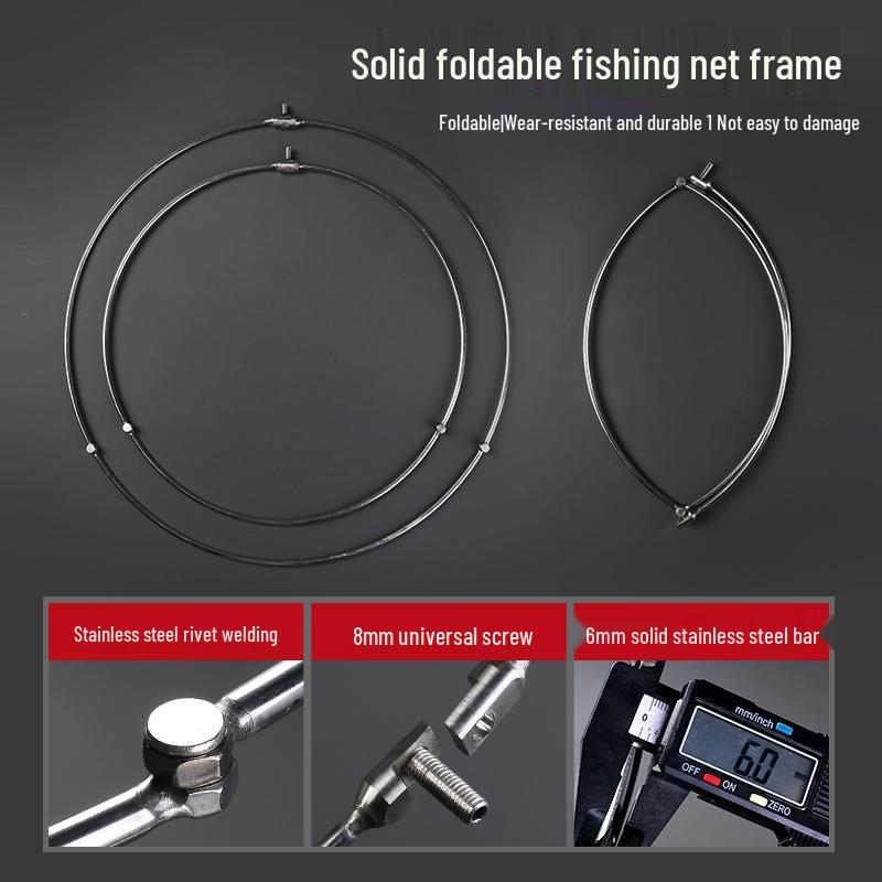 Telescopic Stainless Steel Fishing Rod with Foldable Net Head and Fish Bag Grapnel Set