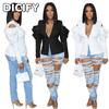 DICFY Women's Vintage Casual Solid Color Print Autumn Winter Long Sleeve Jackets & Coats