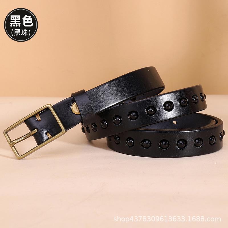Women's Belt Women's Ins Style Fashion All-Match Trendy BF Style Retro Practical Leather Pin Buckle with Jeans Belt