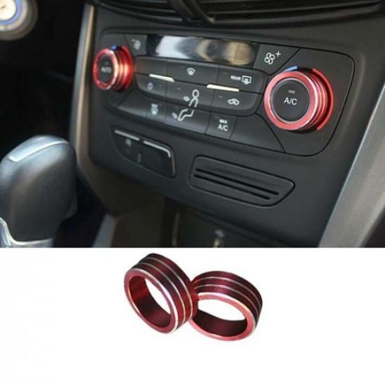 AC Knob Central Console For Ford Escape Kuga 2017- Cover Trim Red Aluminum