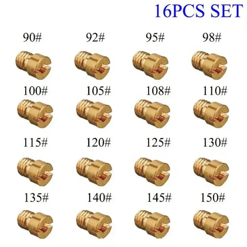 CarHome Pack Of 16pcs Carburetor Main Jet For PWK Keihin-OKO CVK 90, 92, 95, 100, 105, 108-150  Motoforce Carburetor Injector No