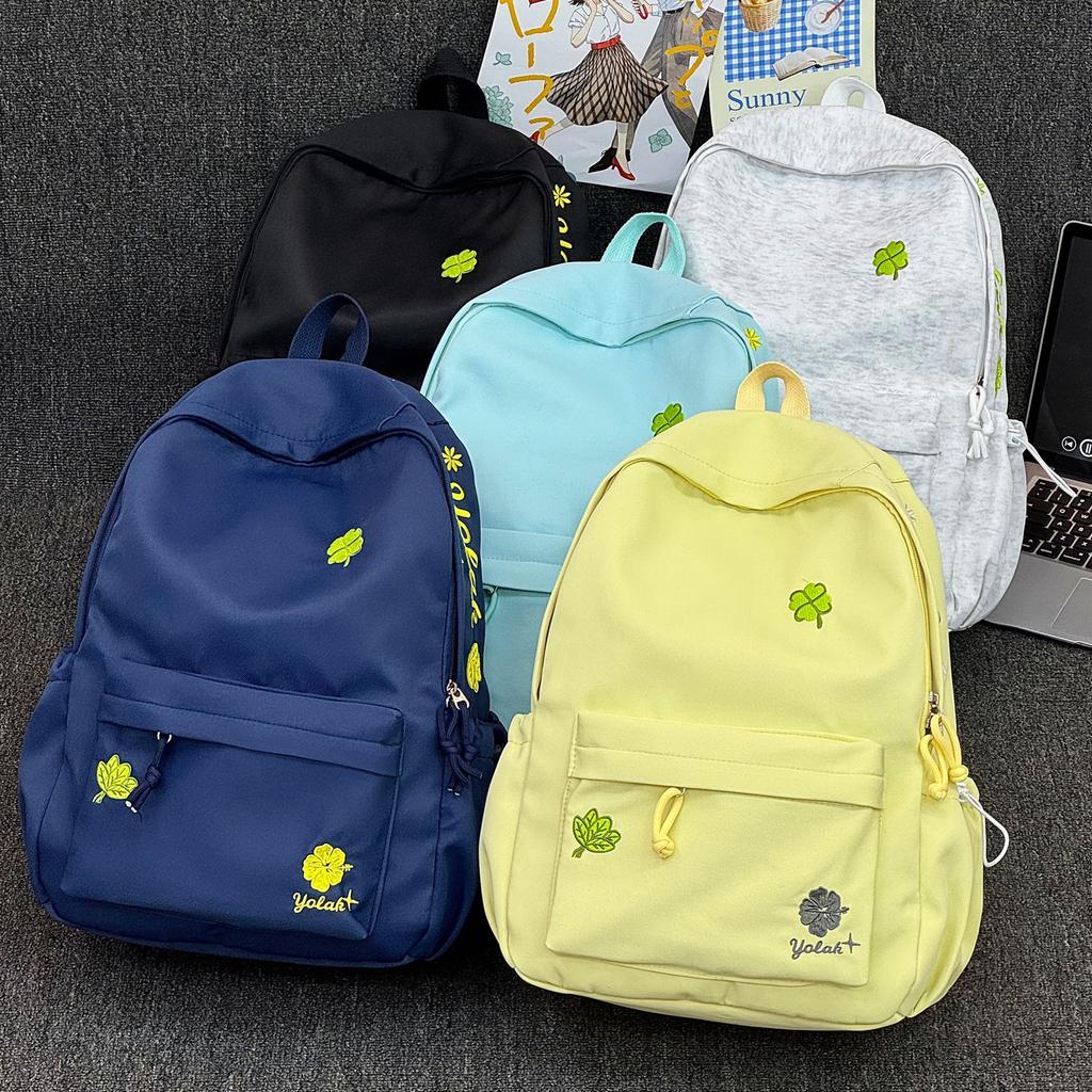 Schoolbag Schoolbag New Primary School Students Junior High School Backpack Female Simple Four-leaf Clover Versatile High-value Schoolbag Female 