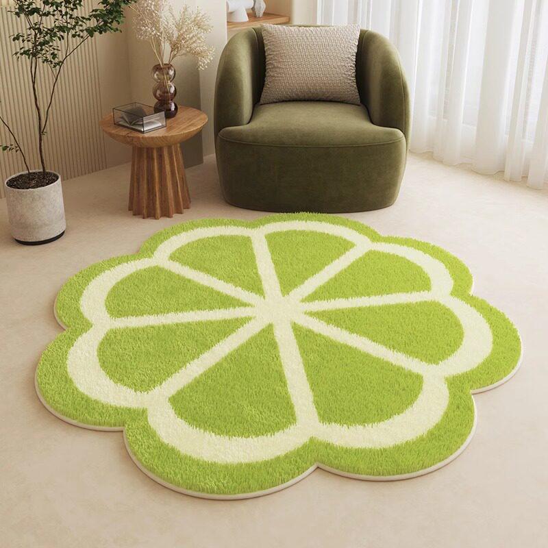 Floral Round Imitation Cashmere Floor Mat: Wear-Resistant, Cold-Insulating Rug for Living Room, Sofa, Coffee Table, Bedroom, and Bedside.
