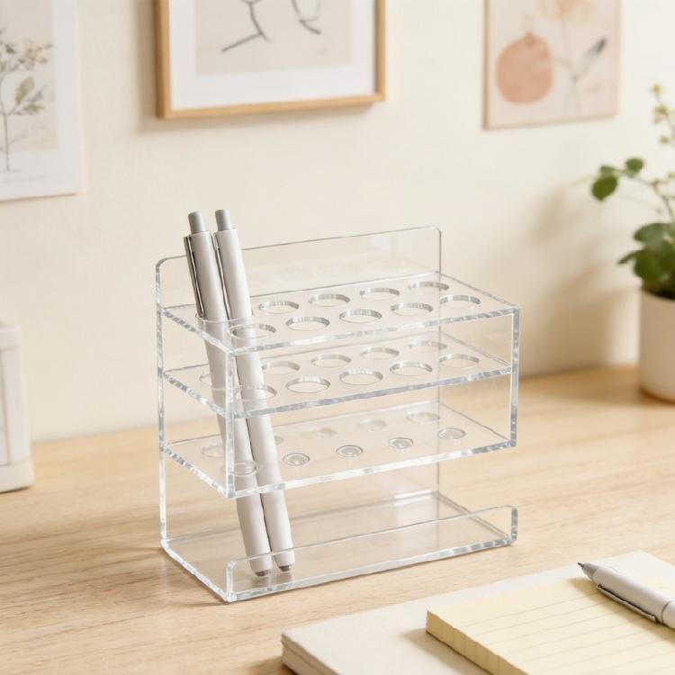 Double Layer Acrylic Whiteboard Marker Stand for 10 Pens And Eraser Classroom Conference Room Supplies