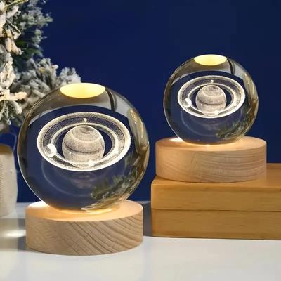 3D Solar Galaxy Crystal Ball Romantic Luminous Crystal Glass Sphere Exquisite Decorative Balls Home Accessories Office Ornament
