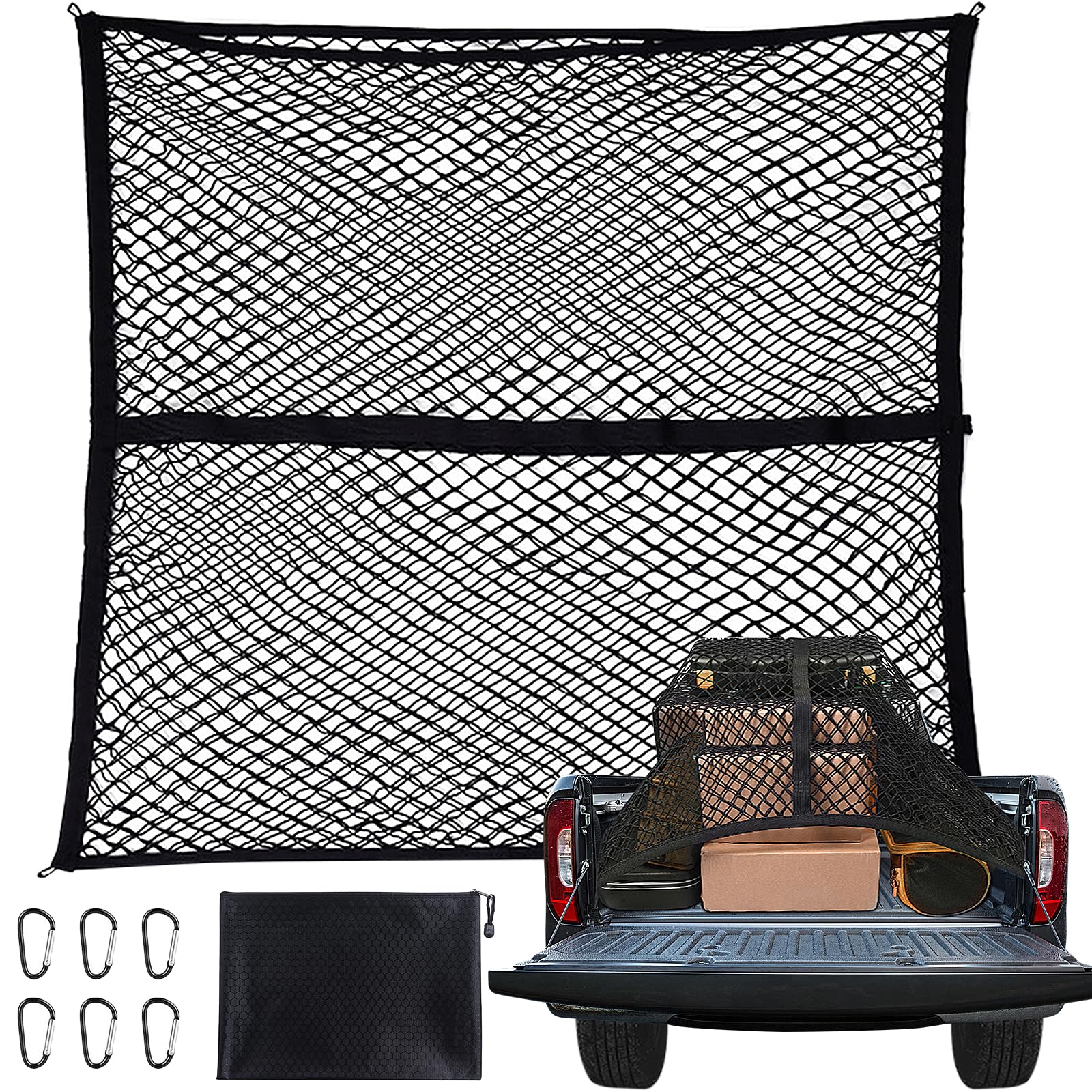 

Ysemco Cargo 120x120cm Car Luggage Roof Touring Includes Hooks and Storage Pouch Net, (Max 240x240cm), 200% Stretch, Net, Carrier, Net, (120120cm) чёрный