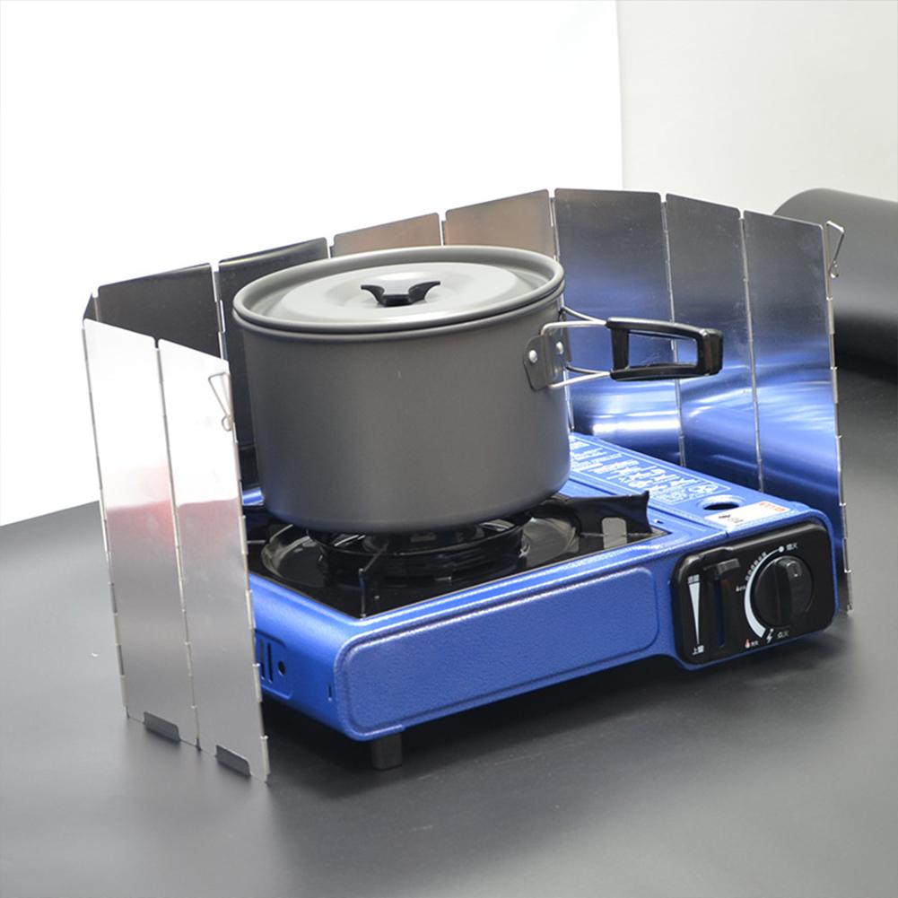 Camping Stove Windscreen 12/14/16 Plates Folding Outdoor Gas Stove Windshield Heat Shield Picnic Cooking Burner Windproof Screen
