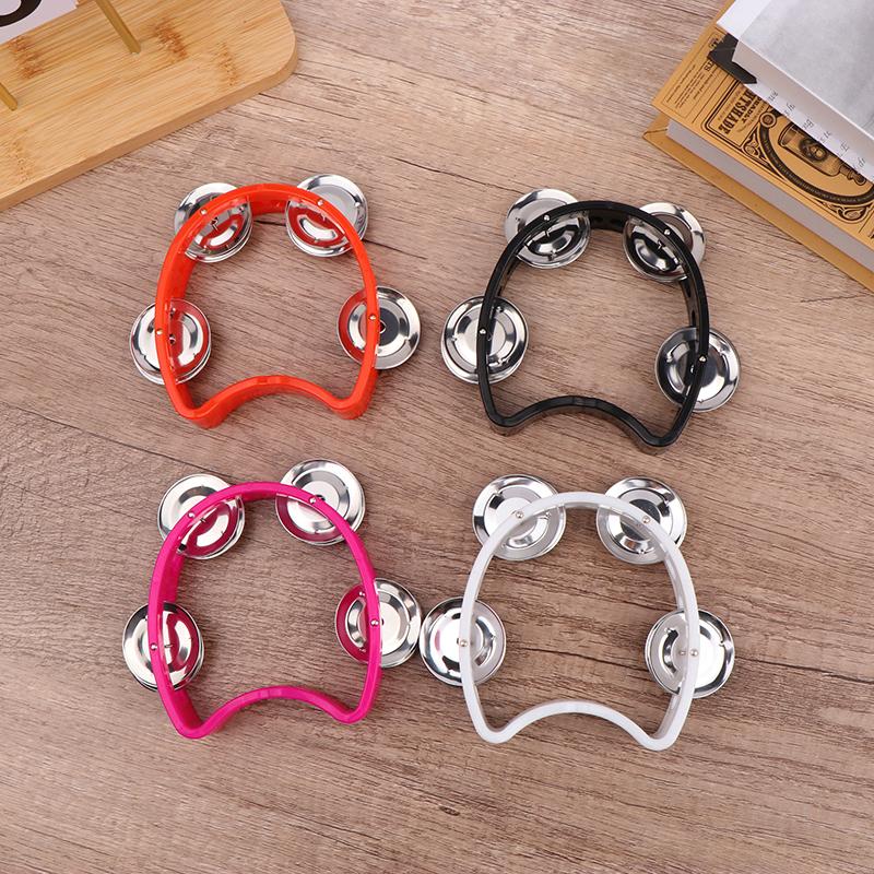 Kindergarten Hand-Held Tambourine Metal Bells Plastic Rattle Ball Percussion Ktv Party Kids Game Toy Musical Instrument