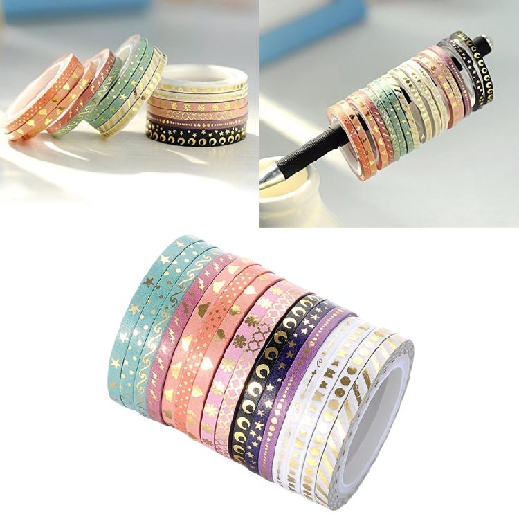 16 Roll Glittering Decorative Tape Masking Tape Hand Account Tape Slim Washis Tape Paper Tape Journal Supplies