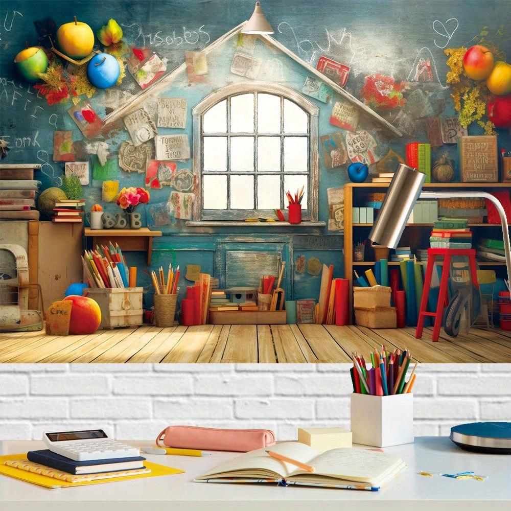 Back-to-school party - Photoshoot props with school-themed background and educational elements showcasing various scenes
