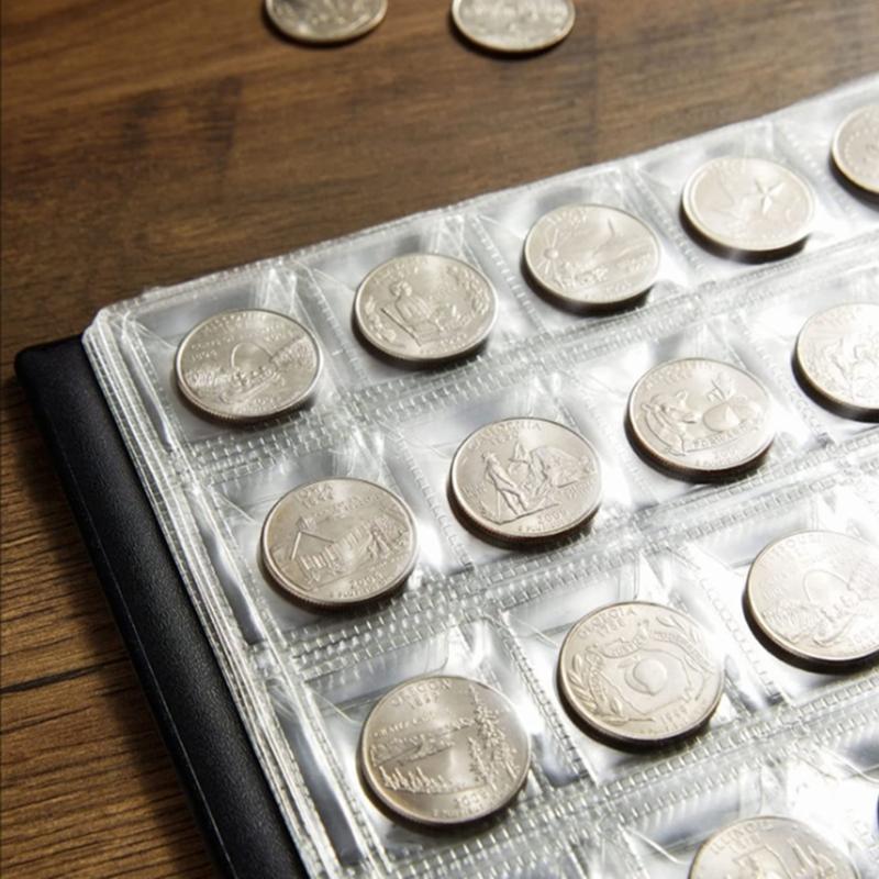 300 Capacity Coin Collection Album Leather PVC Construction Display Organizers For Currency Pennies Quarters Storage