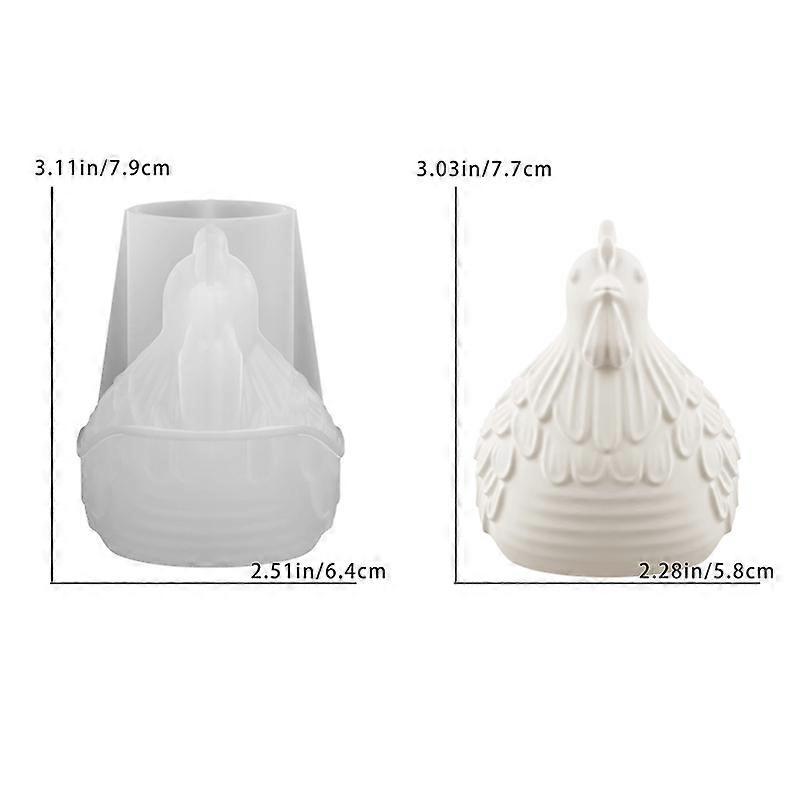 3D Chicken Candle Stand Silicone Mold DIY Gypsum Ornament Aromatherapy Candle Exquisite Texture Soft Material Easy Demoulding