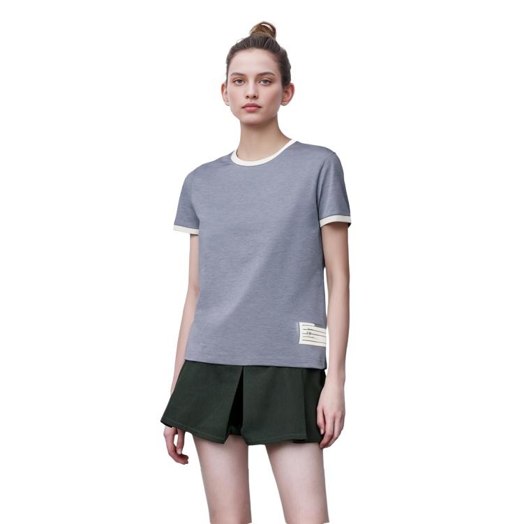 THOM BROWNE Contrast-trim T-shirt Unisex FJS133A-J0043-480