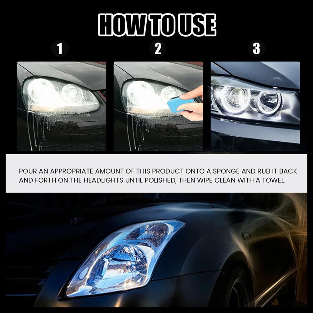 Car Headlight Polish Liquid With Cloth Sponge Headlight Restorer Polishing Anti-Scratch Liquid For Car Lampshades Cleaning Tool