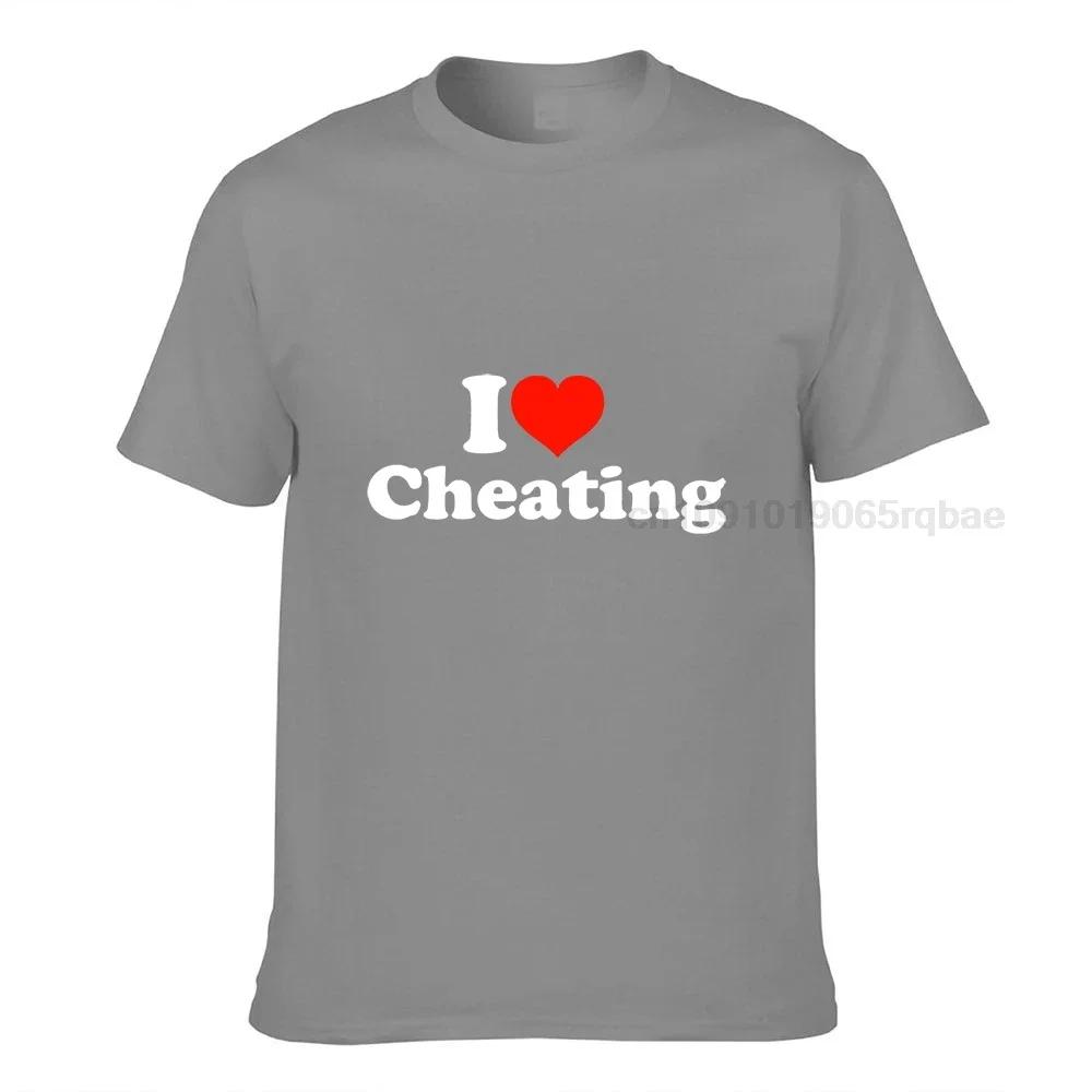 I Love Cheating Unisex Letters T Shirts Heart Graphic Unisex Print Tee Shirts Plus Size Pure Cotton Crew Neck Unisex Tops Shirts