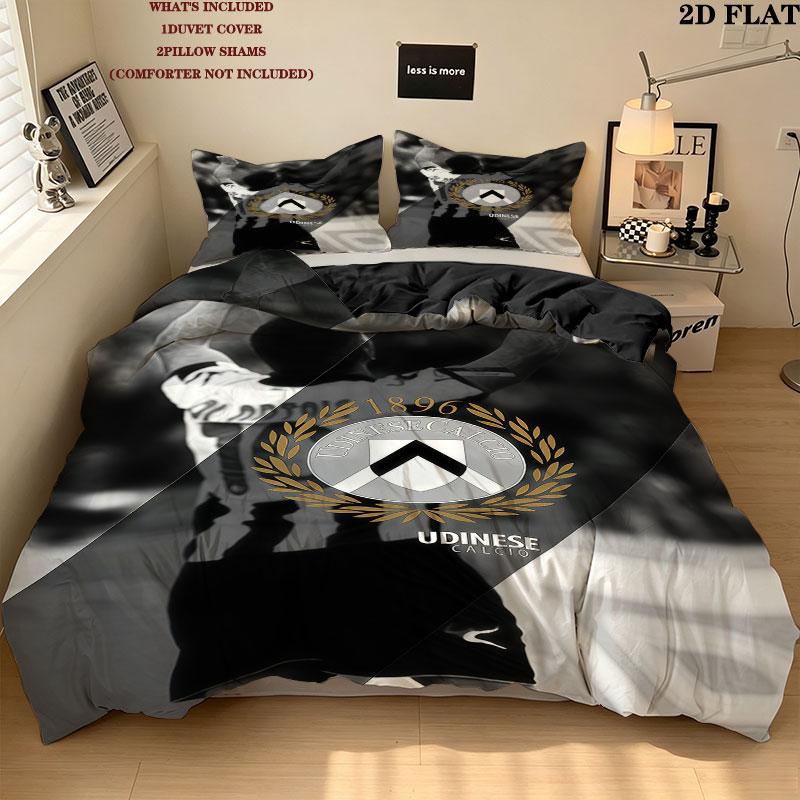 Set Copripiumino Trapuntato Udinese Calcio Federe Decorazione Casa Regalo di Compleanno (1 * copripiumino + 2 * federa, senza nucleo)