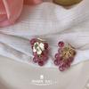 Grape bunch earrings ~ 925 silver needle plating 14K niche design hand-made summer temperament sweet earrings ins jewelry