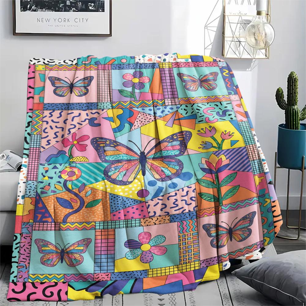 Butterfly Decoration Print Flannel Blanket, High Quality Comfortable for All Seasons, Home Decor, Warmth and Comfort, Perfect for Christmas Gifts19