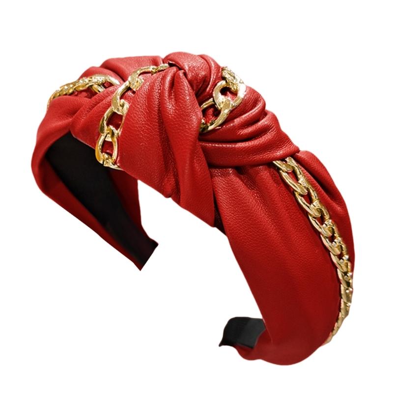 

PU Leather Headband Wide Women Knotted Hairpiece Comfortable Elegant Hair Hoop for Everyday Wear