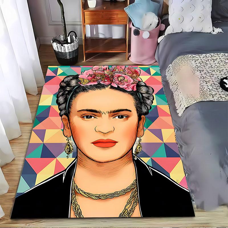 Colorful Geometric Portrait suitable as a non-slip mat for the living room or bedroom sofa