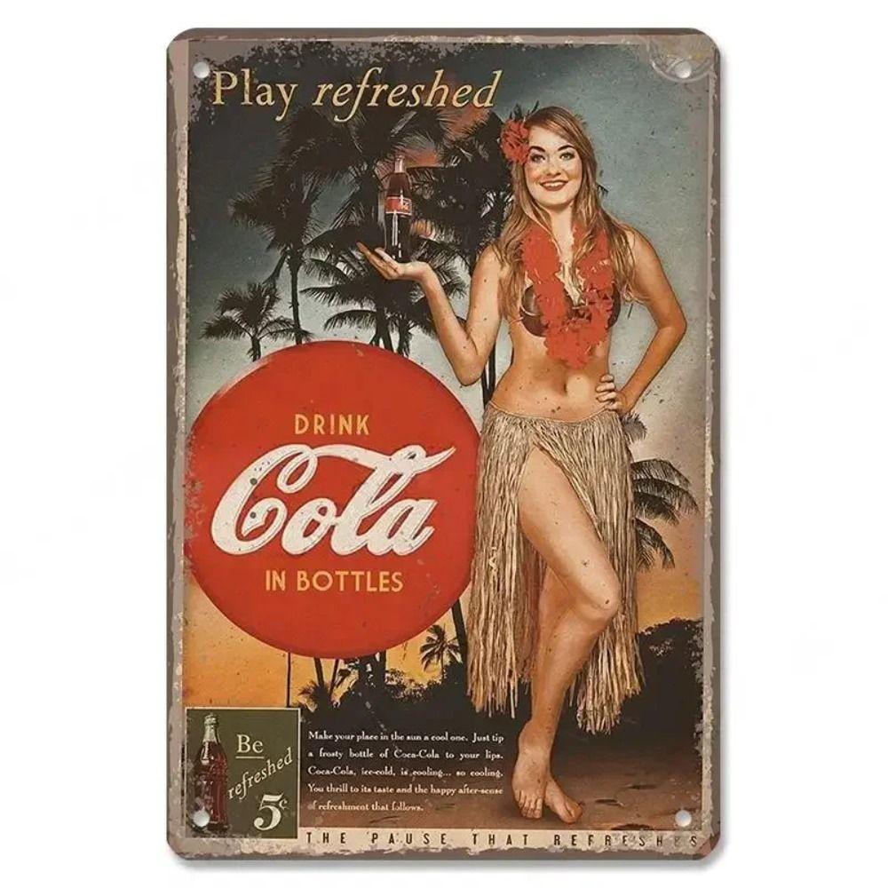 Винтажная алюминиевая металлическая табличка Coca Cola с изображением бутылки 20x30 см