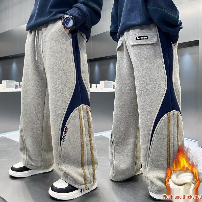 Boys' Warm Velvet Sweatpants - Versatile Casual Pants for Kids (Winter/Spring/Fall 2026)