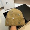 New Year'S Red Skin White Wool Blended Knitted Hat Winter Warm Pullover Hat, Sweet Star Min Wool Hat