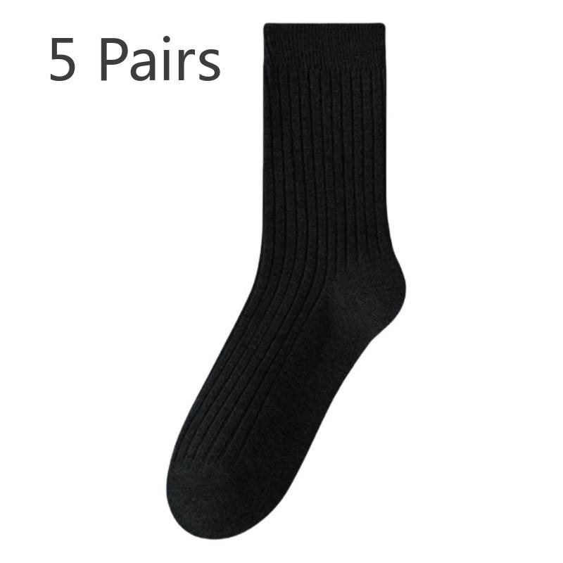 5 Pairs of Women's Spring and Autumn Style New Cylinder Pure Cotton Pile Socks