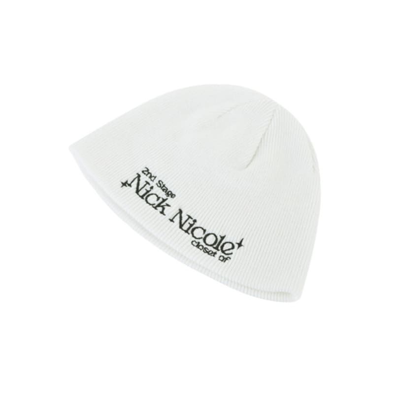 NICK&NICOLE BLINK LOGO LETTERING BEANIE_IVORY