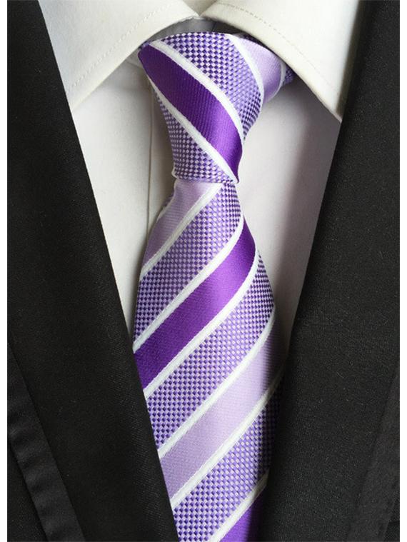 8cm Polyester Striped Men's Tie for Professional Business Attire