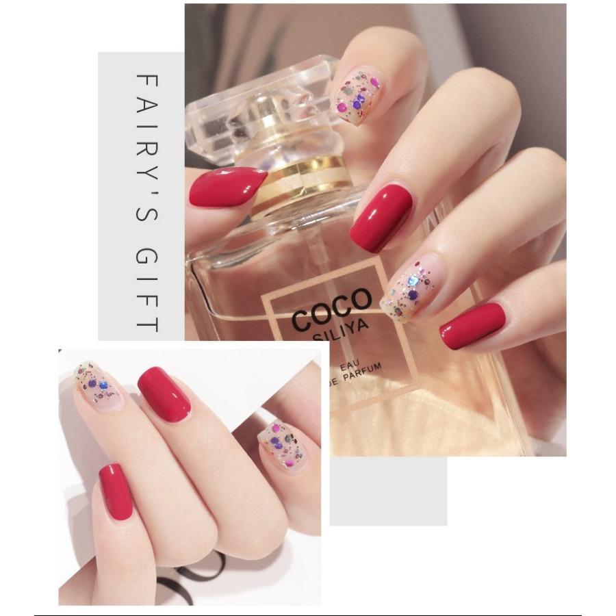 Dvoubarevný mastný lak na nehty, nepeče, neloupe se, rychleschnoucí flitry, dlouhotrvající, pro nehtové salony