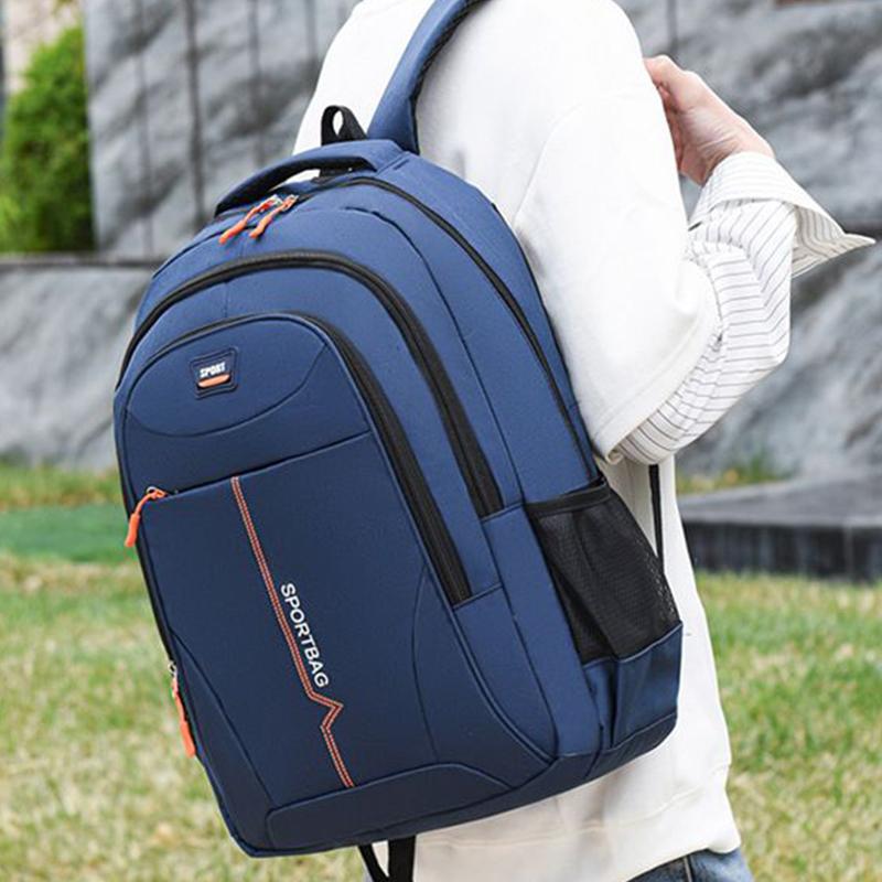 Men'S Double-Shoulder Bag With Multiple Compartments, Suitable For School And Travel, Made Of Nylon Material