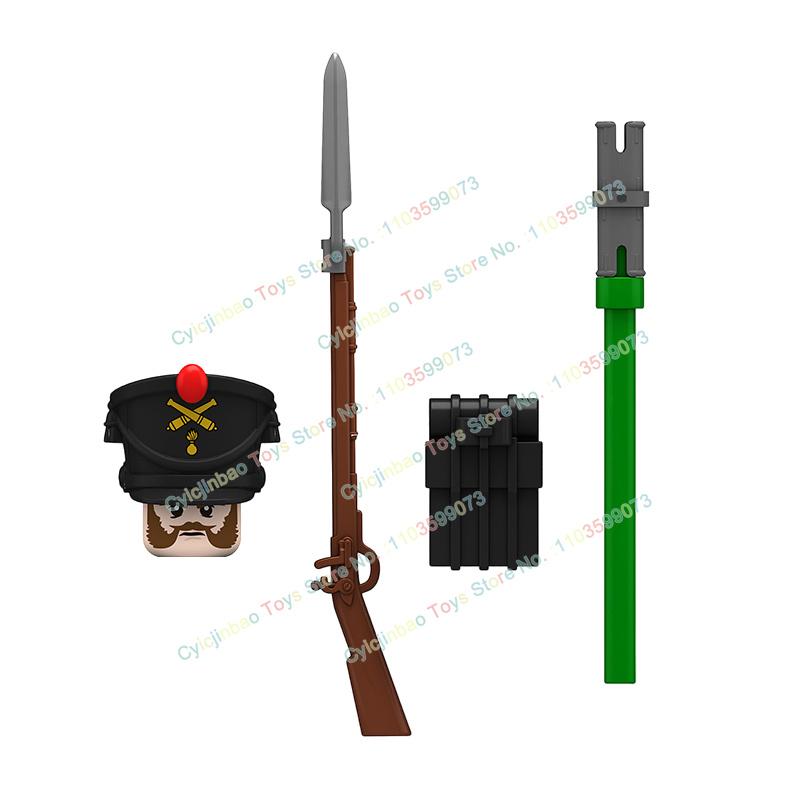 Napoleonische Kriege Britische Französische Füsiliere Dragoner Bausteine Actionfiguren Zubehör Kopf Waffe Kinderspielzeug N001-048