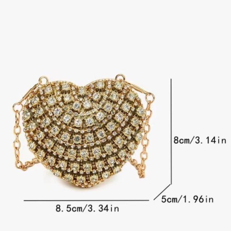 Heart Shape Diamond Evening Clutch Rhinestones Purse Ladies Bag Designer for Women Chain Shoulder Bag Small Bling