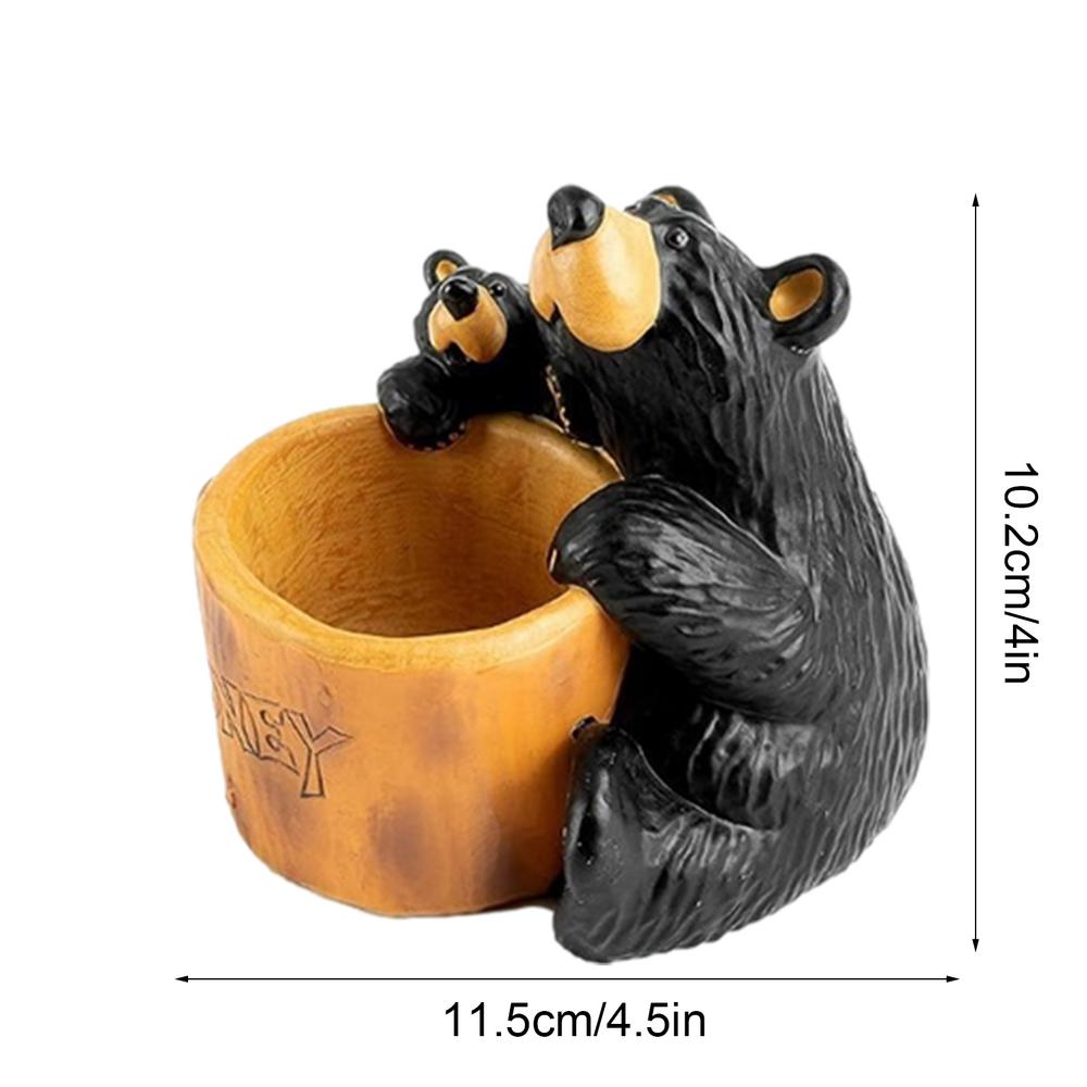 Черный Медведь Банка для Меда Декор Стола Деревенская Хижина Декор Стола Деревенская Хижина Декор Медведица с Медвежонком Статуэтка Ручная Отливка Черный Медведь
