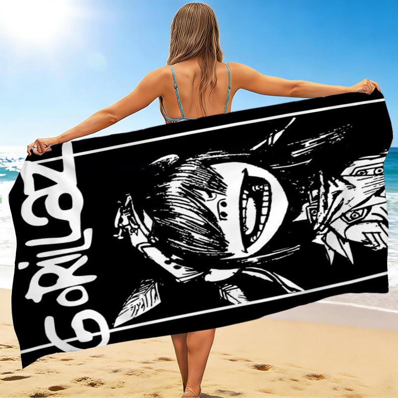 1Pc Gorillaz Artistic Fusion Beach Towel, Quick Dry, Multi-Use for Beach Pool Gym Yoga Home Travel, Christmas, Halloween, Xmas Gift S929378