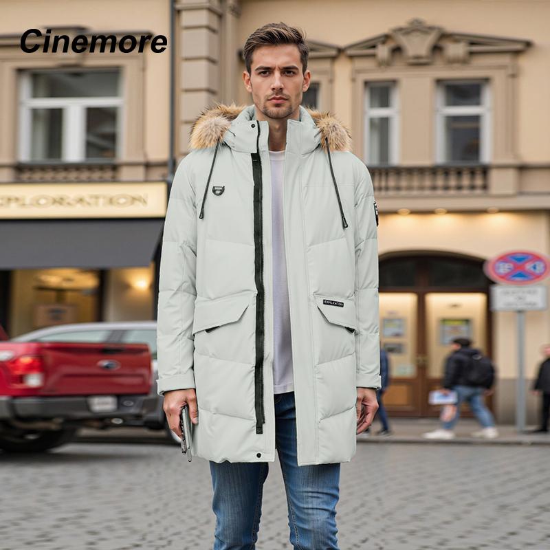 Cinemore 2025 Winter Coat Men's Down Jacket with Pockets, Warm, Drawstring, Hooded, Short Parka Men's 8039