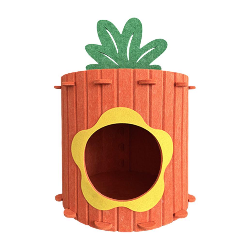 Unique Tree Hole Carrot Cat Home Soft Cute Design Cat Scratching Board Half Enclosed Durable Cat Castle House Pet Feel Secure