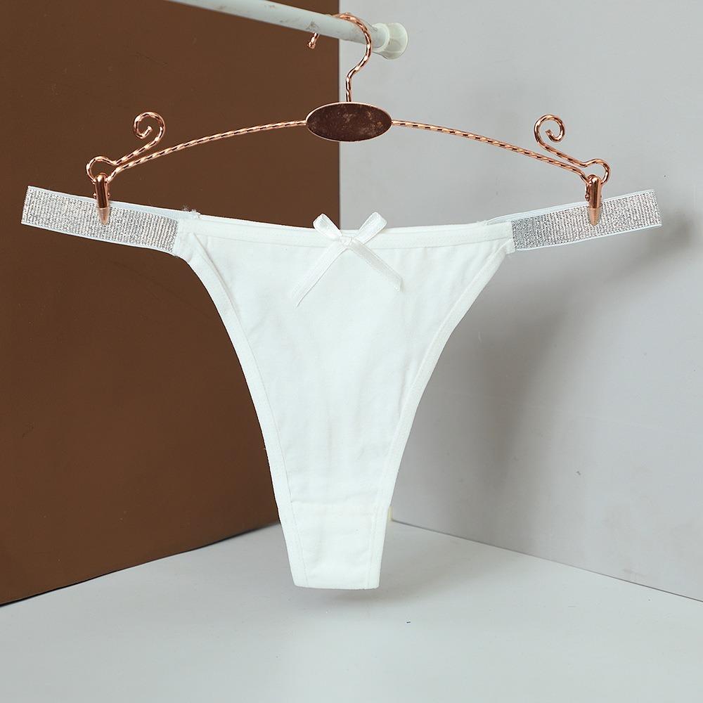Silver Thin Belt Bowknot Panties Bow Cotton Thong Sweet Women's Briefs  Lingerie