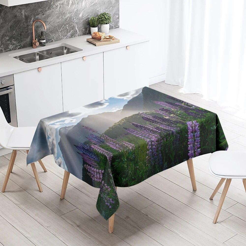 Rose Flower Tablecloth Restaurant Table Decoration Wedding  Anti-Stain Rectangular  Home