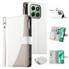 For Honor X6b 4G Case Zipper Wallet Color Splicing Leather Flip Phone Cover with Straps