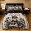 Black Clover Pattern Bedding Quilt Set Quilt Cover Pillowcase Home Birthday Gift(1 * duvet cover + 2 * pillowcase, without core)