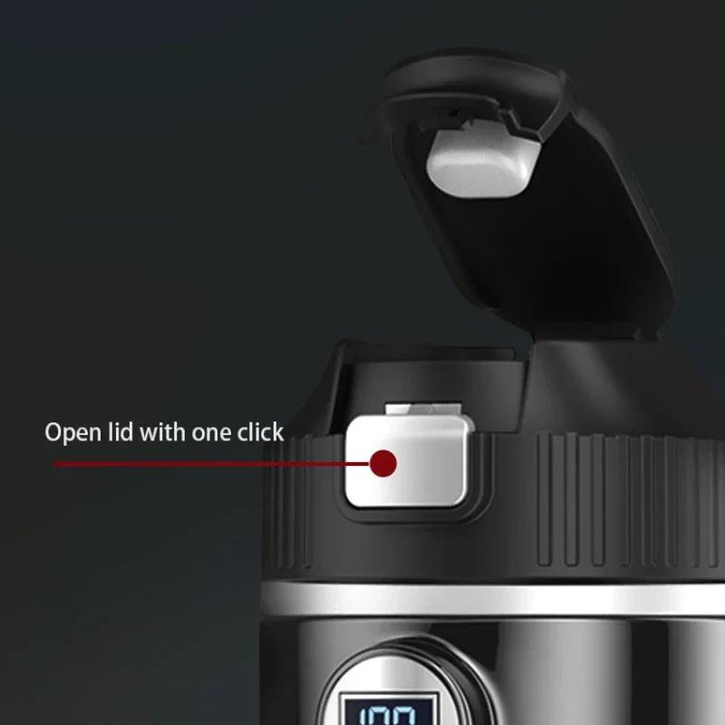 500ml Car Heating Cup Digital LCD Display Stainless Steel Electric Kettle Portable 12/24V Thermos Cup Travel Car Heating Kettle
