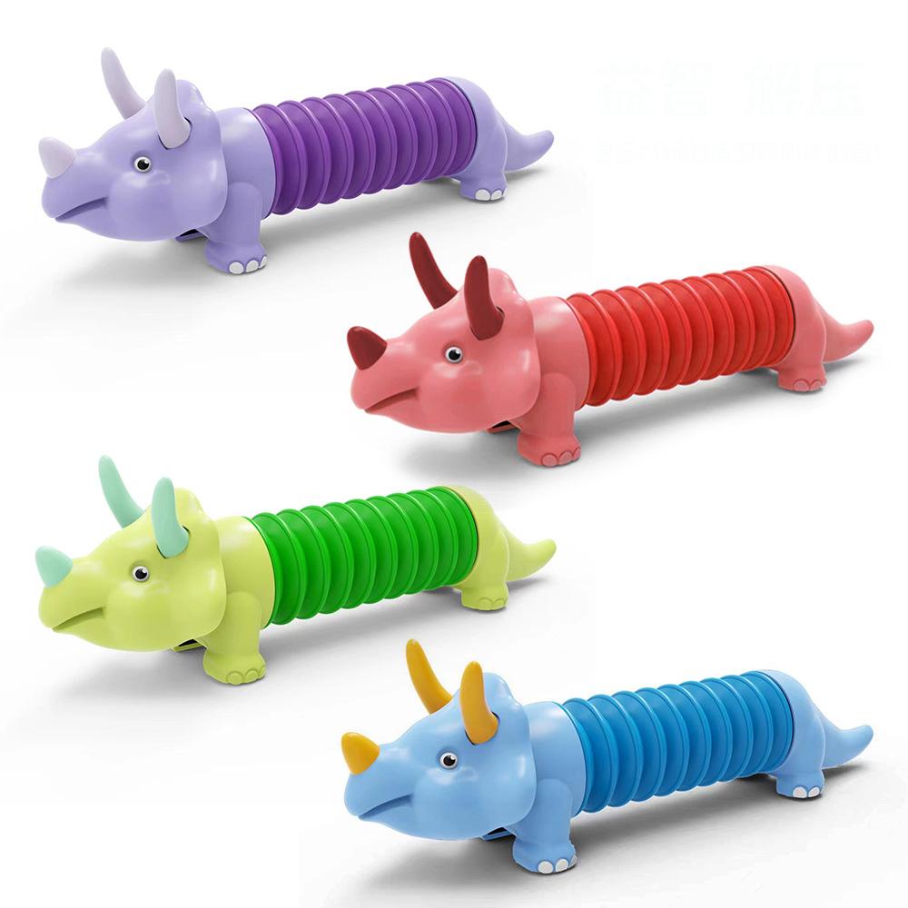 Dinosaur Telescopic Tubes Fidget Toys Cartoon Dolphins, Dogs, Sharks Stretch Pop Tubes Stress Relief Toys For Kids Party Gifts