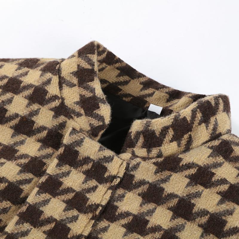 Plaid Short Jacket Shorts Suits Women Vintage Stand Collar Long Sleeve Zipper Coats With High Waist Shorts Street Ladies Outfits