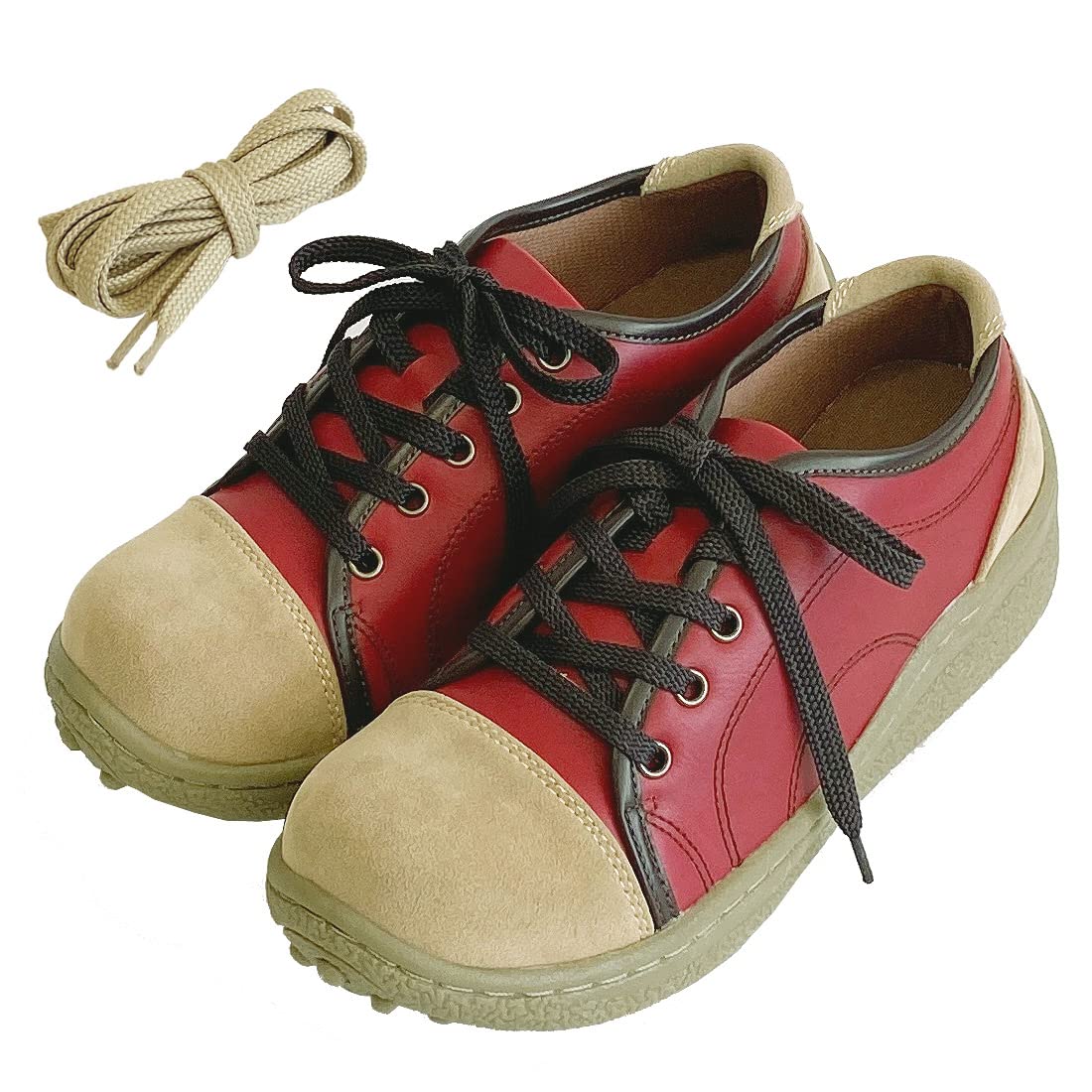 [maRe maRe] maRe maRe Faux Leather Piping Platform Sneakers with Replacement Laces, Women s Size M, Red