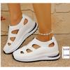 Low Sandals Woman Leather Shoes 2025 Summer Clogs Wedge Breathable Suit Female Beige Large Size Muffins Shoe Low-heeled Fashion